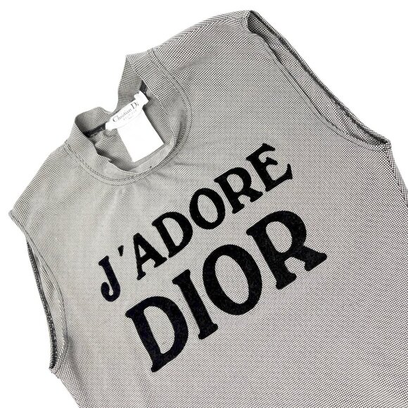 Christian Dior Vintage 2002 J'ADORE Logo Tank Top #36 Gray Black Nylon  [106423] - Picture 6 of 12